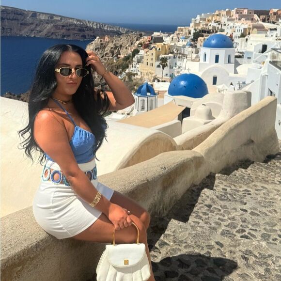 Revolve White Skirt with Blue Accents - Picture 2 of 4